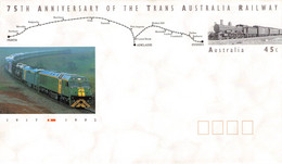 AUSTRALIA - Stationary ENVELOPE 45c RAILWAY 1992 Unc /QD38 - Ganzsachen