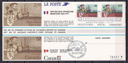 FRANCE - Jacques Cartier - Carte-souvenir émise En Commun Avec Le Canada - Storia Postale