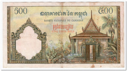 CAMBODIA,500 RIELS,1958-70,P.14d,VF+,3 PIN HOLES - Cambodja