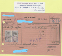 TIMBRES FISCAUX DE MONACO Effetde Commerce  N°26  2F Violet 2 Ex Usage Banalisé En 1949 - Fiscales