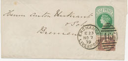 GB 1879 Superb QV ½ D Green Postal Stationery Wrapper Uprated With ½ D Bantam Plate 13 VARIETY - Covers & Documents