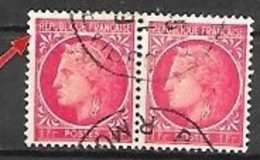 Variété Cadre Brisé (obstrué) En Haut à Gauche Dans La Paire Du 1fr Cérès Rouge Tenant à Normal - Used Stamps