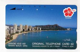 HAWAII DIAMOND HEAD Et WAIKIKI BEACH OAHU  Télécarte JAPON - Hawaï