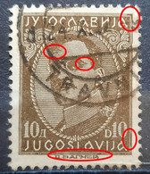 KING ALEXANDER-10 D-ERROR-RARE-POSTMATK TRAVNIK-BOSNIA-YUGOSLAVIA-1931 - Imperforates, Proofs & Errors