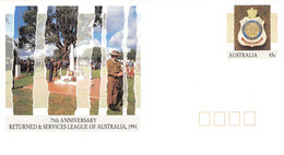 AUSTRALIA - Stationary ENVELOPE 43c RETURNED & SERVICES LEAGUE 1991 Unc /QD51 - Postwaardestukken