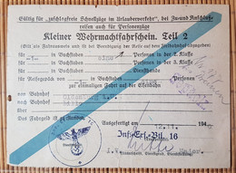 Kleiner Wehrmachtfahrschein Teil 2, Von Oldenburg Nach Lille, 1940, Inf. Ers. Batl. 16 - Documenten