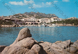 CARTOLINA  PORTO CERVO,SARDEGNA,LUNGOMARE,SPIAGGIA,VACANZA,MARE,ESTATE,BAGNI,BARCHE A VELA,BELLA ITALIA,VIAGGIATA 1975 - Olbia