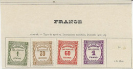 TIMBRES TAXE - N° 55 + N° 57 + N° 58 + N° 59  NEUF CHARNIERE PROPRE - ANNEE 1927-31 - COTE : 31 ,50 € - 1859-1959 Nuovi