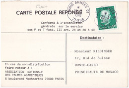 23111# CARTE POSTALE AFFRANCHISSEMENT RAINIER MONACO Obl PARIS ARMEES 01 75998 1978 Pour MONTE CARLO - Lettres & Documents
