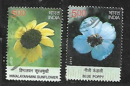INDIA 2013 FLOWERS TRIO - Used Stamps
