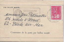 FAC SIMILE BALLON MONTE Gazette Des Absents 28/1/1971 Flamme Centenaire  Départ Paris Atterissage Betz Le 28/1 - Sellados Mecánicos (Publicitario)