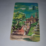 Cambodia-(ICM3-1)-old Palace-(icm3-1)-(40)-(018558023)-(tirage-20.000)-($20)-used Card+1card Prepiad - Cambogia