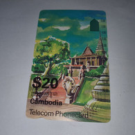 Cambodia-(ICM3-1a)-old Palace-(icm3-1)-(41)-(018567472)-(tirage-20.000)-($20)-used Card+1card Prepiad - Cambodja