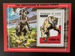 Guinée Guinea 2009 Mi. Bl. 1734 Surchargé Overprint Dinosaures Dinosaurier Dinosaurs 200e Anniversaire De Charles Darwin - Préhistoriques