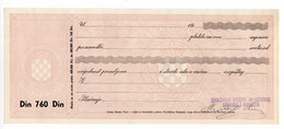 1940?  KINGDOM OF YUGOSLAVIA,CROATIA,BANOVINA HRVATSKA CHEQUE,760 DIN REVENUE IMPRINTED PAPER,MINT - Altri & Non Classificati