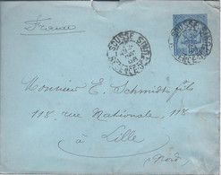 Entier Postal Enveloppe 15c Oblitérée SOUSSE REGENCE DE TUNIS 1896 Pour Lille. Rabat Mal Coupé - Cartas & Documentos