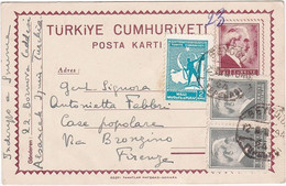 1946 - Turchia - Cartolina Postale Con Affrancatura Complementare - Brieven En Documenten