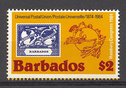 Barbados, 1984, World Postal Congress Hamburg, UPU, United Nations, MNH, Michel 608 - Barbados (1966-...)