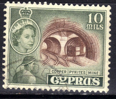 Cyprus 1955 -60 QE2 10mils Copper Pyrite Mines Used SG 176 ( 445 ) - Chypre (...-1960)