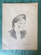 Vieux Papiers: Dessin    Illustrateur Portrait D'une Femme Asiatique . Papier épais      0.32 X  0.25 - Non Classés