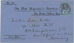 GB 1899 QV Jubilee 2 1/2D Tied By CDS LONDON On P.O.-OFFICIAL Cover To FRANKFORT - Service