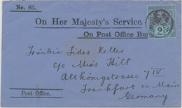GB 1899 QV Jubilee 2 1/2D Tied By CDS LONDON On P.O.-OFFICIAL Cover To FRANKFORT - Dienstzegels