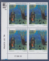 Odilon Redon "Le Bouddha" Gommée HEL 307 01247964 Coin Daté Du 17.09.10 (X4) - 2010-2019