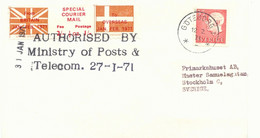 GB 1971, SPECIAL COURIER MAIL 2 Sh. + 1 Sh. Strike Post Cover SCANDINAVIA - Cartas & Documentos