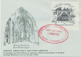 GB 1971 United Kingdom Postal Strike FDC Exeter Emergency Delivery Service 20p - Covers & Documents