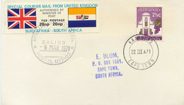 GB 6.3.1971 SPECIAL COURIER MAIL FROM UNITED KINGDOM -SUID-AFRIKA SOUTH AFRICA - Lettres & Documents