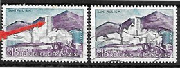 Variété 0,15 Saint-Paul Oblitèré, Sans La Fenêtre Du Donjon à Coté Du Normal - Used Stamps