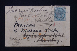 INDE ANGLAISE - Petite Enveloppe Des Messageries Maritimes Pour Bombay Et Redirigé Vers Delhi En 1895 - L 90919 - 1882-1901 Imperium