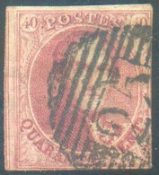 N°5 - Médaillon 40 Centimes Carmin-rose, Margé Obl. P.25 CHARLEROI Centrale.   TB - 17410 - 1849-1850 Medaillons (3/5)