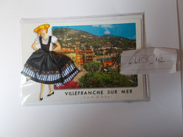 Belle Carte Brodée Tissus Villefranche Sur Mer Côte D'Azur Neuve Et Emballé - Embroidered