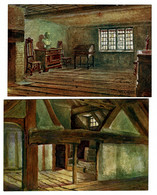 Ref 1477 - 2 X J. Salmon Postcards - Shakespeare's Birthplace Interior - Stratford-on-Avon - Stratford Upon Avon