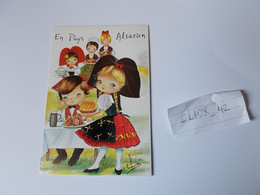 Belle Carte Brodée Tissus En Pays Alsacien (série Costumes Folkloriques Des Provinces De France) Signée Elsi - Embroidered