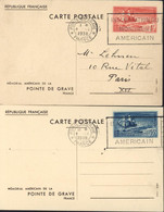 2 Entiers Bateau Victoire Mémorial Américain Pointe De Grave Flamme Inauguration Monument CAD Pointe De Grave 4 IX 1938 - Standard Postcards & Stamped On Demand (before 1995)