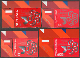 JOINT ISSUE 2021 FLAG Label Vignette Poland Slovakia Hungary Czechia Czech 30th Anniv. Formation Visegrád Group V4 - Nuovi