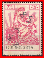 ESPAÑA( POLIZA FISCAL )TIMBRE 7ª CLASE VALOR 3.00 Pts.. Nº  G009383815  SERIE AÑO 1940-1955 - Fiscales