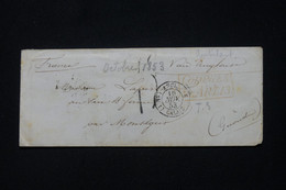 BRÉSIL - Enveloppe De Rio De Janeiro Pour La France En 1853 Par Voie Anglaise - L 90988 - Covers & Documents