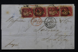 ROYAUME UNI - Lettre De Londres Pour La France En 1858, Affranchissement Victoria En Bande De 4  - L 90991 - Covers & Documents