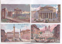 9 CPA ILLUSTREES, ROME EN 1903!  (toutes Timbrees) - Collezioni & Lotti