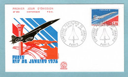 FDC France 1976 - Concorde -  Vol Paris Rio De Janeiro 1976 - YT Poste Aérienne 49 - Paris - 1970-1979