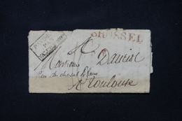 BELGIQUE - Marque Postale De Bruxelles En Rouge Sur Lettre Pour La France, Cachet D'entrée Par Valenciennes - L 91013 - 1815-1830 (Période Hollandaise)