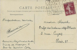 CARTE OBLITERATION DAGUIN - " LE JURA FRANCAIS -L'ETE SES LACS -L'HIVER SES SPORTS -1924 - Mechanical Postmarks (Other)