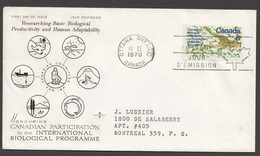 FDC CANADA  1970 Programme Biologique International Y&T: 428  Scott: 507 - 1961-1970