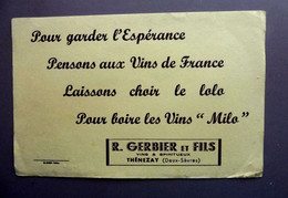 Buvard Ancien - Vins "MILO" - R Gerbier Et Fils à Thénezay (79) - Alimentaire