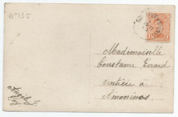 N° 135 (Albert Ier Londres 1c Orange)  O Circulaire "SOY(Lux.) " Sur Carte "Bonne Année"  Vers Amonines - Fortune Cancels (1919)