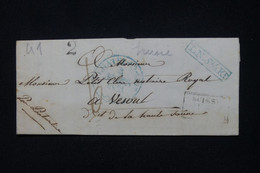 SUISSE - Cachet à Date En Bleu De Neuchatel  Sur Lettre Pour Vesoul  En 1838 - L 91046 - ...-1845 Vorphilatelie