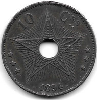 *Belgian Congo 10 Centimes 1894  Km 4  Vf+ - 1885-1909: Leopoldo II